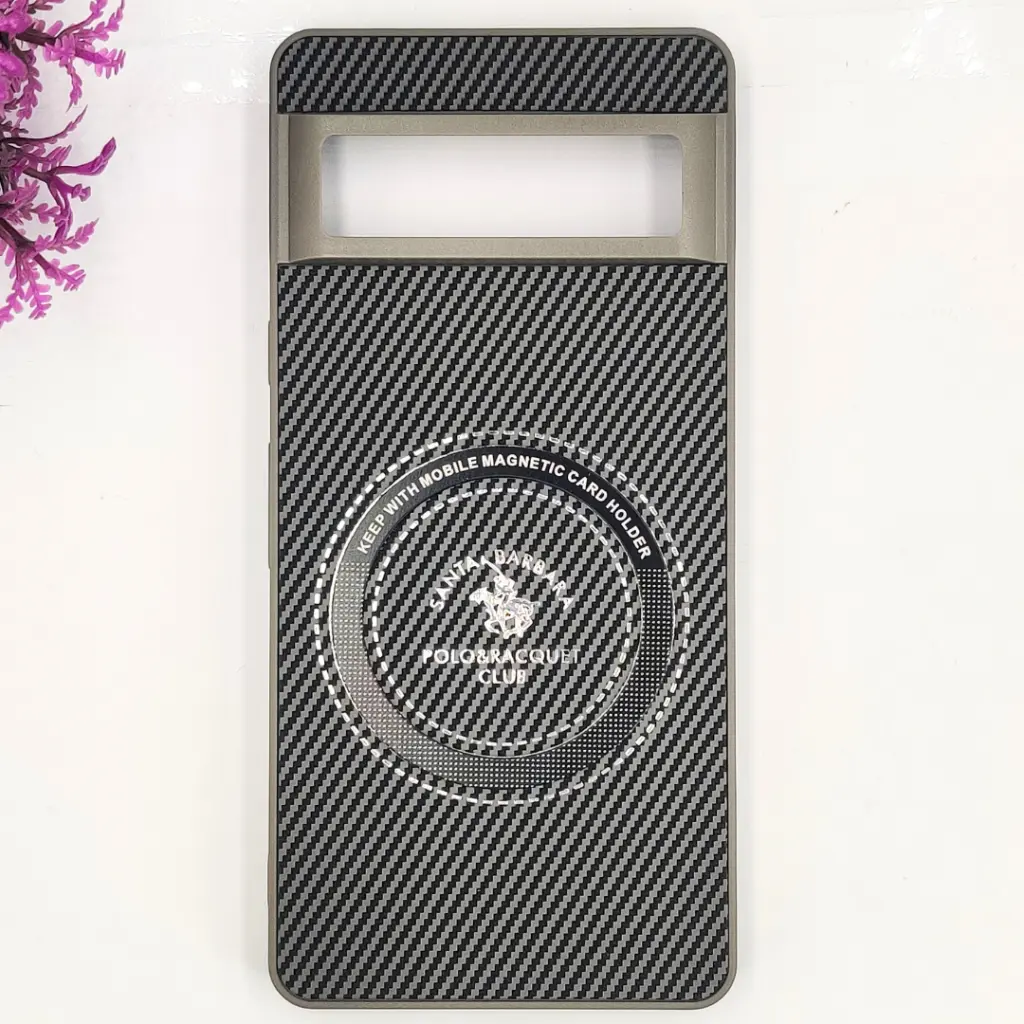 Google Pixel 7 3D Polo Leather Carbon Fiber Texture With Magsafe Wireless Charging Compatible Back Case (Gray)