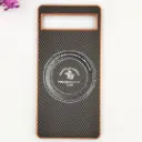 Google Pixel 6A 3D Polo Leather Carbon Fiber Texture With Magsafe Wireless Charging Compatible Back Case (Brown)