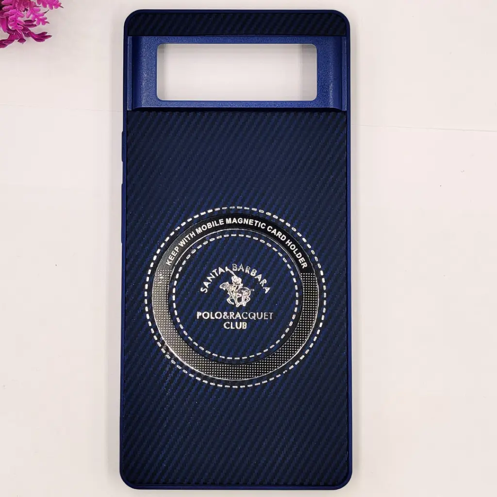 Google Pixel 6 3D Polo Leather Carbon Fiber Texture With Magsafe Wireless Charging Compatible Back Case (Navy Blue)