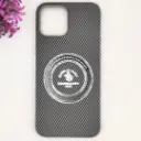 iPhone 12 Pro Max 3D Polo Leather Carbon Fiber Texture With Magsafe Wireless Charging Compatible Back Case (Gray)