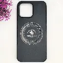 iPhone 13 Pro 3D Polo Leather Carbon Fiber Texture With Magsafe Wireless Charging Compatible Back Case (Black)