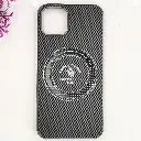 iPhone 13|iPhone 14 3D Polo Leather Carbon Fiber Texture With Magsafe Wireless Charging Compatible Back Case (Gray)