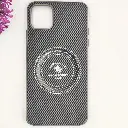 iPhone 11 Pro Max 3D Polo Leather Carbon Fiber Texture With Magsafe Wireless Charging Compatible Back Case (Gray)