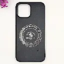 iPhone 13 Pro Max 3D Polo Leather Carbon Fiber Texture With Magsafe Wireless Charging Compatible Back Case (Black)