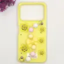 Tecno Spark 40 4G Fancy Ladies Soft Silicone Decorative Stones & Fancy Chain Mobile Back Case (Yellow)