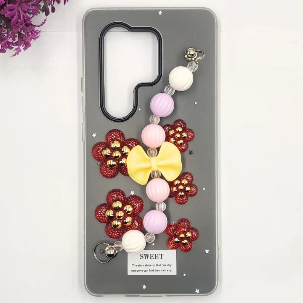 iTel S25 Ultra 4G Fancy Ladies Soft Silicone Decorative Stones & Fancy Chain Mobile Back Case (Gray)