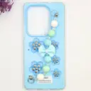 Infinix Note 50 4G|Note 50 Pro 4G Fancy Ladies Soft Silicone Decorative Stones & Fancy Chain Mobile Back Case (Sky Blue)