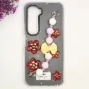 Infinix Hot 60 4G|Hot 60i 4G Fancy Ladies Soft Silicone Decorative Stones & Fancy Chain Mobile Back Case (Gray)