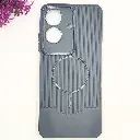 Oppo Realme C61|Realme C63|Note 60|Note 60x|Narzo N61 3D Magsafe Logo Carbon Fiber Lining Texture Back Case (Gray)