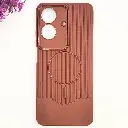 Oppo Realme C61|Realme C63|Note 60|Note 60x|Narzo N61 3D Magsafe Logo Carbon Fiber Lining Texture Back Case (Dark Brown)