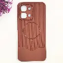 Oppo A6 Pro 3D Magsafe Logo Carbon Fiber Lining Texture Back Case (Dark Brown)