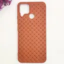 Oppo Realme C12|C15|Narzo 20|C25s|Narzo 30A Woven With Leather Feel Soft Silicone Back Case (Brown)