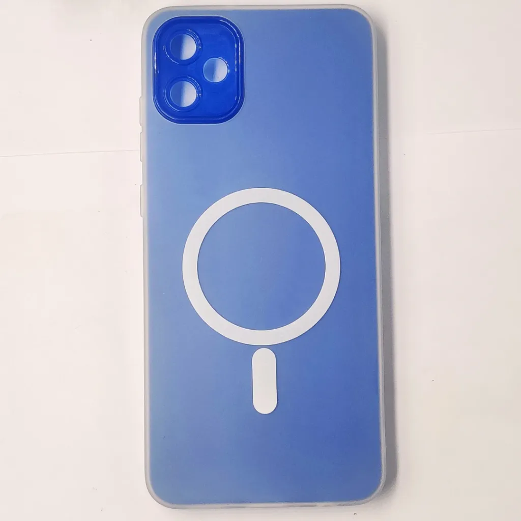 Samsung Galaxy A05 Matte Paper With Mage Safe Logo Mobile Back Case (Blue)