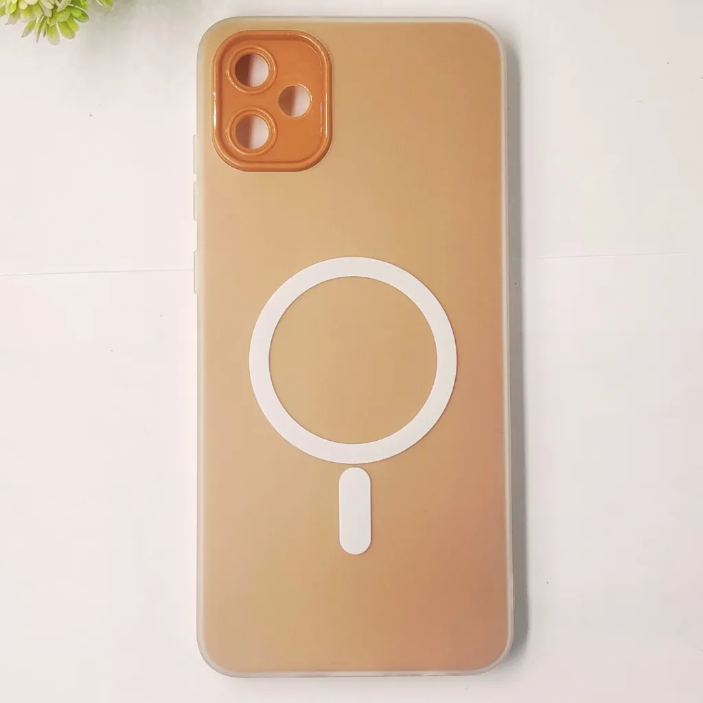 Samsung Galaxy A05 Matte Paper With Mage Safe Logo Mobile Back Case (Brown)