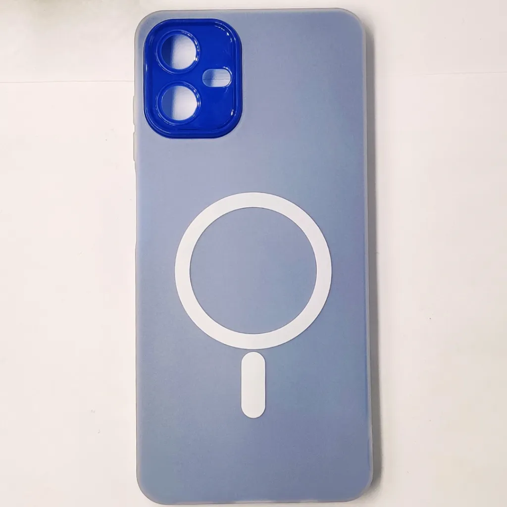 Samsung Galaxy A06 Matte Paper With Mage Safe Logo Mobile Back Case (Blue)