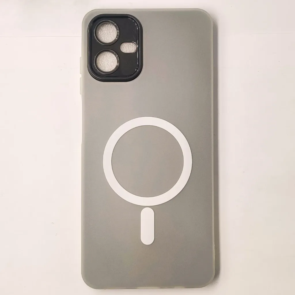 Samsung Galaxy A07 Matte Paper With Mage Safe Logo Mobile Back Case (Gray)