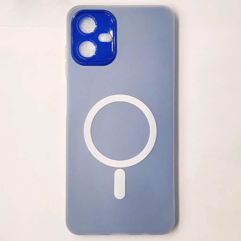 Samsung Galaxy A07 Matte Paper With Mage Safe Logo Mobile Back Case (Blue)