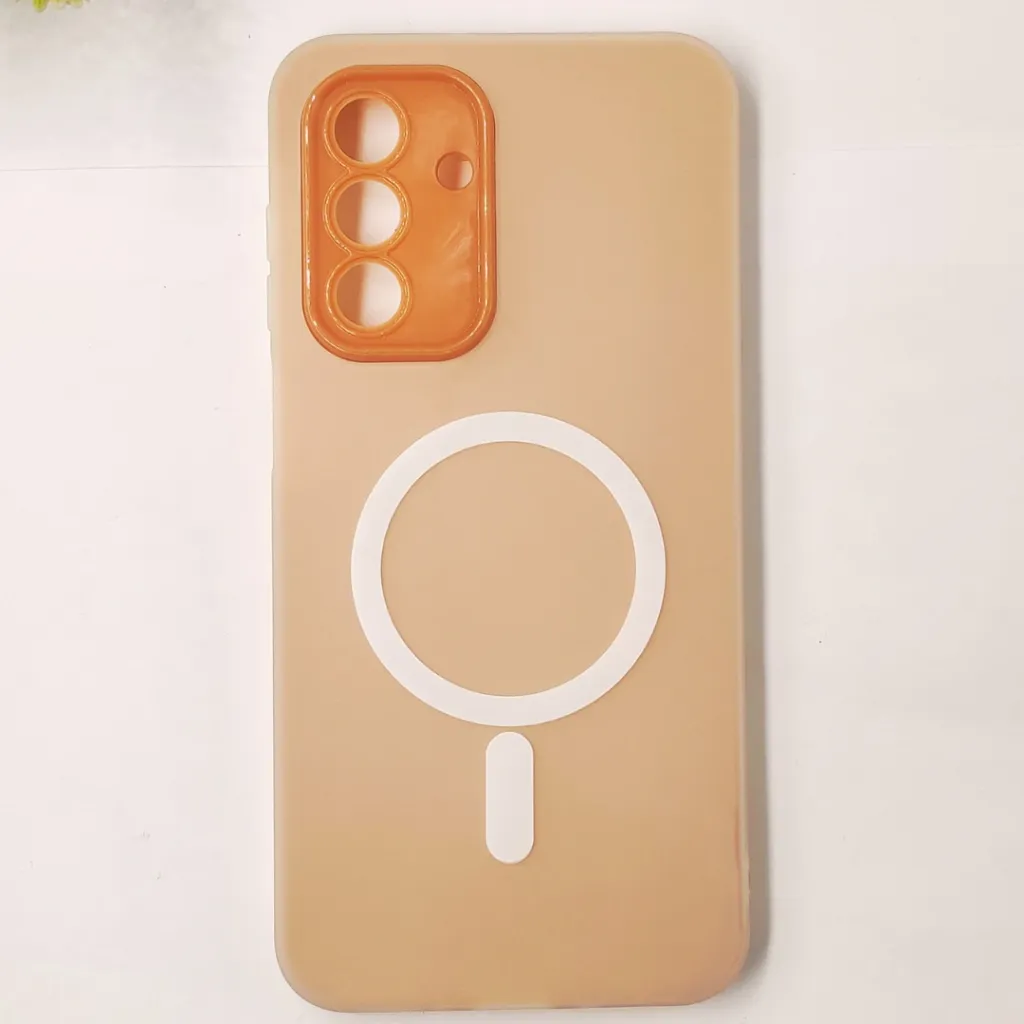 Samsung Galaxy A17 Matte Paper With Mage Safe Logo Mobile Back Case (Brown)