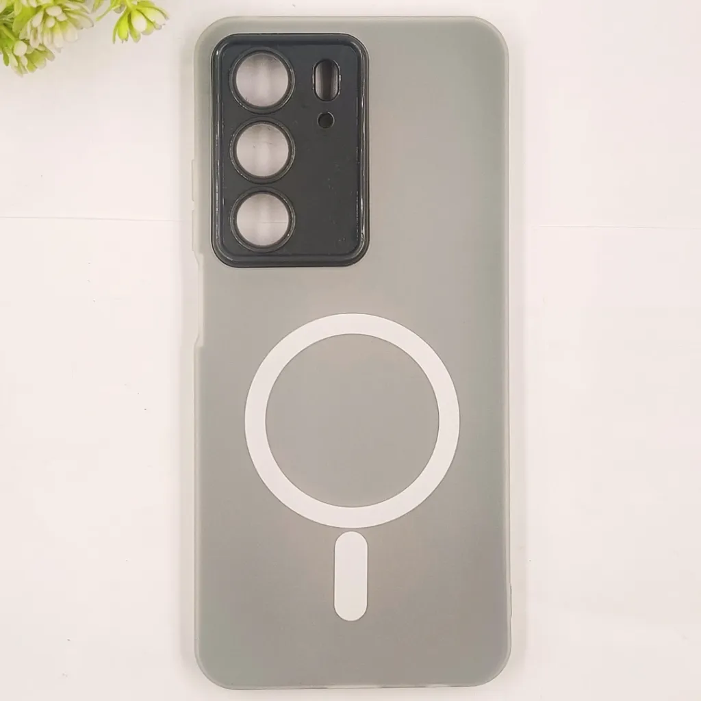 Oppo Realme C75 4G|Realme 14x|Realme V60 Pro Matte Paper With Mage Safe Logo Mobile Back Case (Gray)