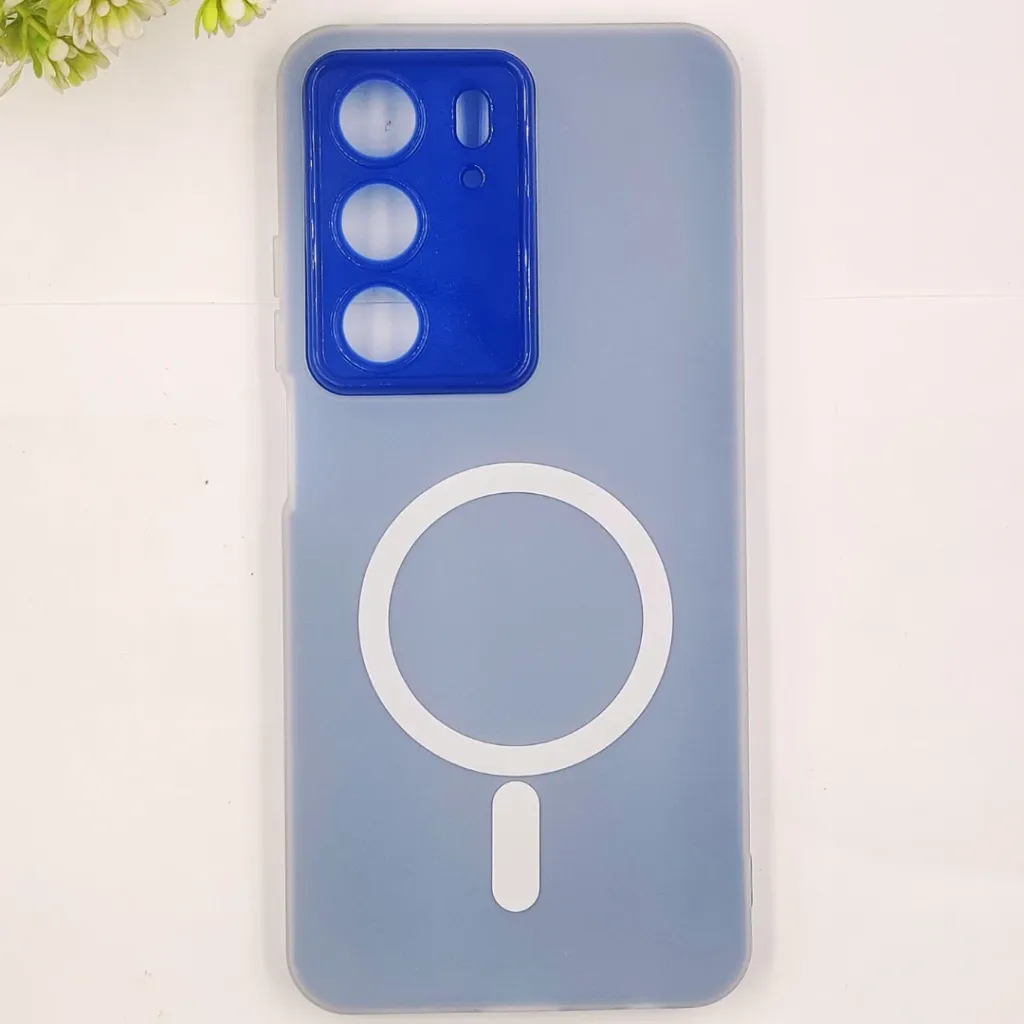 Oppo Realme C75 4G|Realme 14x|Realme V60 Pro Matte Paper With Mage Safe Logo Mobile Back Case (Blue)