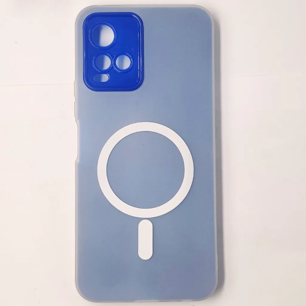 Vivo Y33T|Y33S|Y21 Matte Paper With Mage Safe Logo Mobile Back Case (Blue)