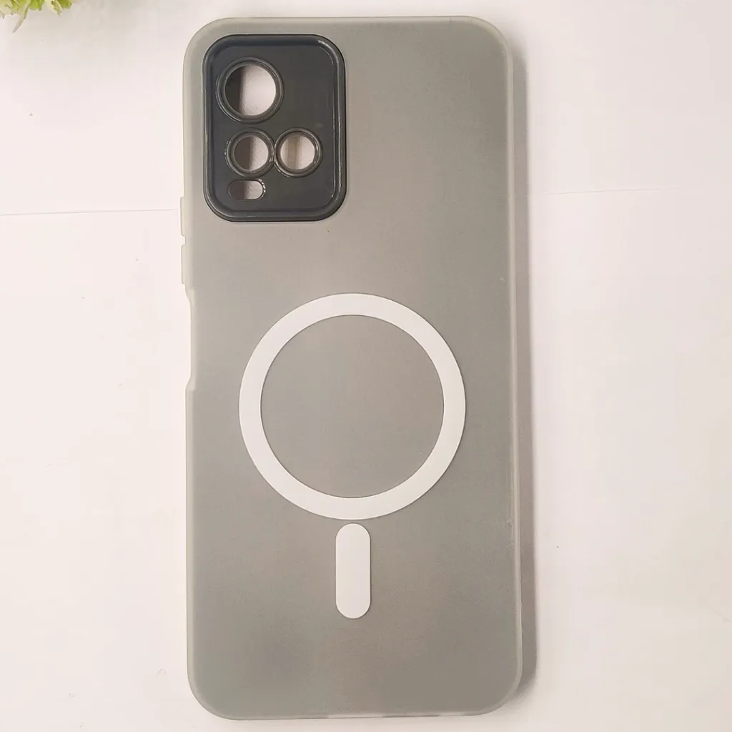 Vivo Y33T|Y33S|Y21 Matte Paper With Mage Safe Logo Mobile Back Case (Gray)