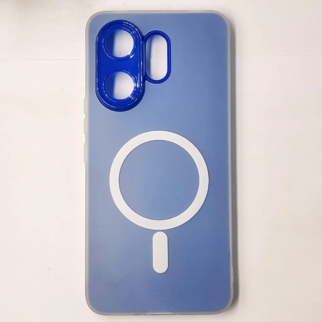 Vivo V60 5G Matte Paper With Mage Safe Logo Mobile Back Case (Blue)