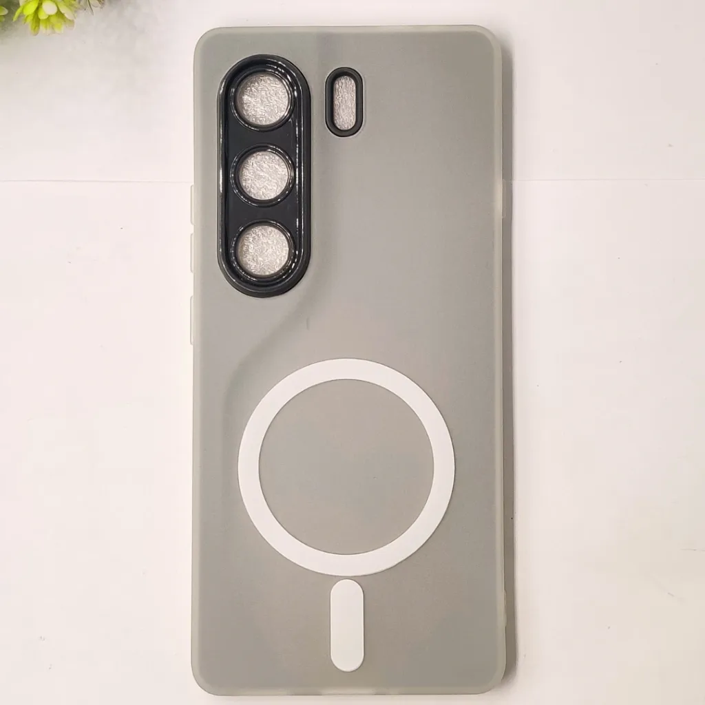 Tecno Camon 40 Pro 4G Matte Paper With Mage Safe Logo Mobile Back Case (Gray)