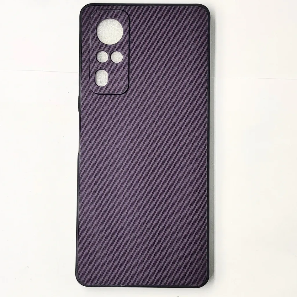 Vivo Y31|Y51S|Y53S|Y51A|Y33 4G|Y51(2020) 3D Carbon Fiber Texture Leather Back Case (Purple)