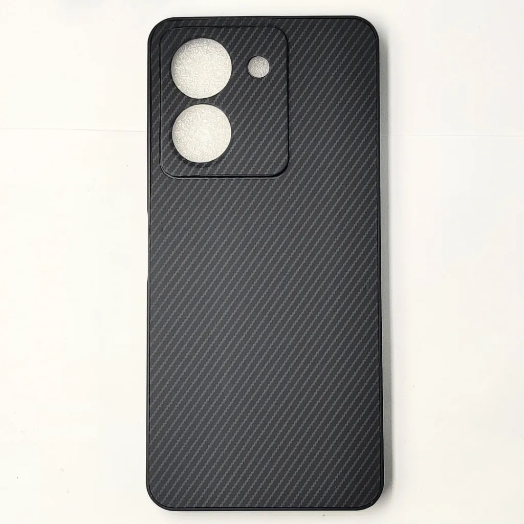 Vivo Y36|Y27S 3D Carbon Fiber Texture Leather Back Case (Black)
