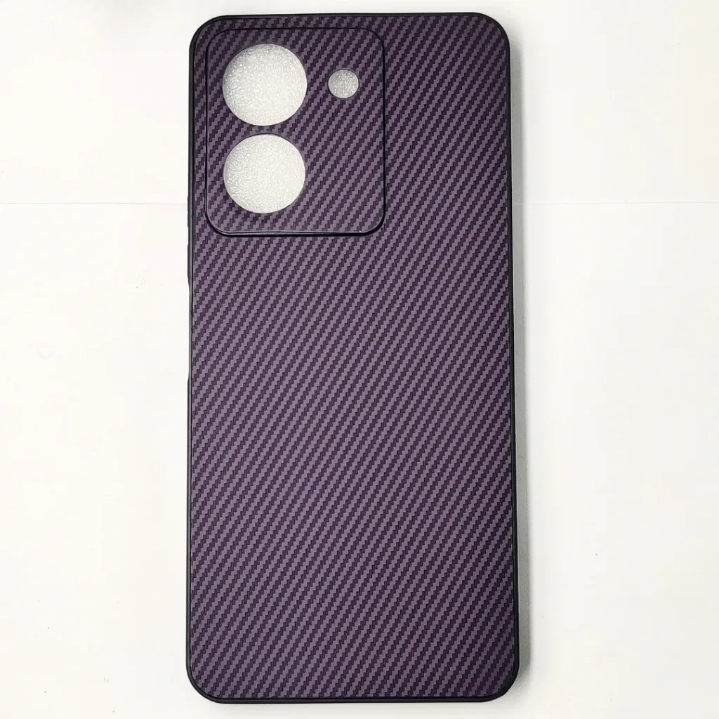Vivo Y36|Y27S 3D Carbon Fiber Texture Leather Back Case (Purple)