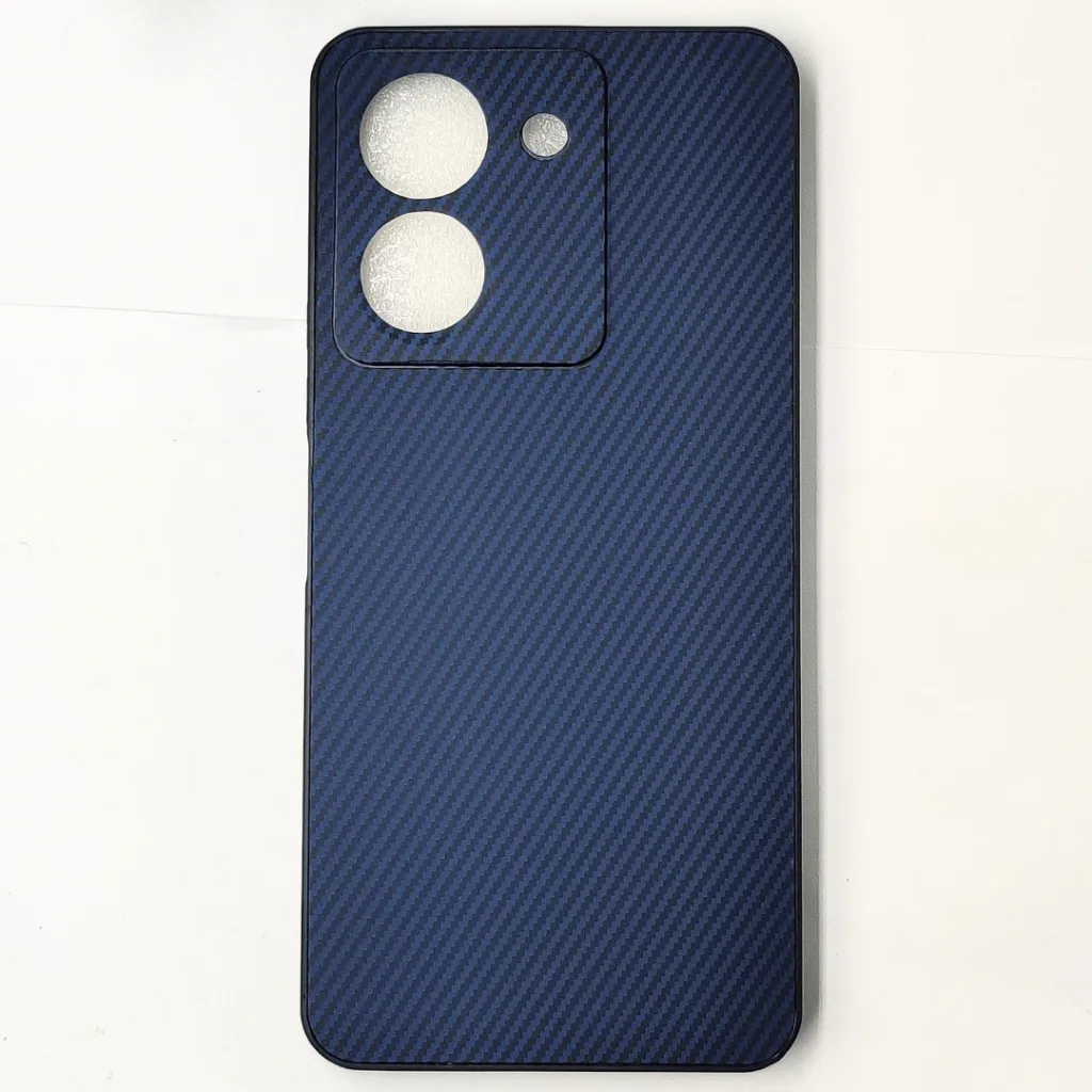 [PO4BVIY36-20-17] Vivo Y36|Y27S 3D Carbon Fiber Texture Leather Back Case (Navy Blue)
