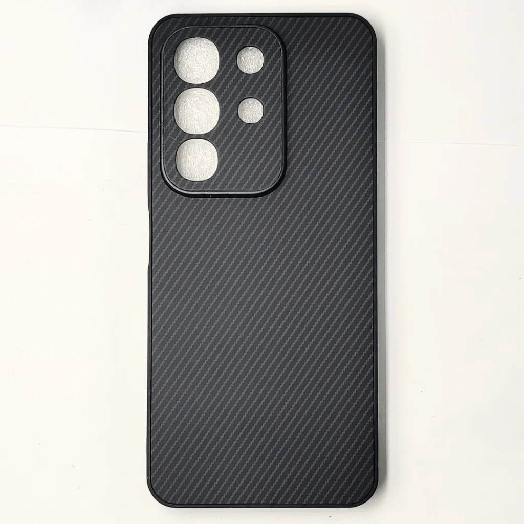 Vivo Y29 4G|T4X 5G 3D Carbon Fiber Texture Leather Back Case (Black)