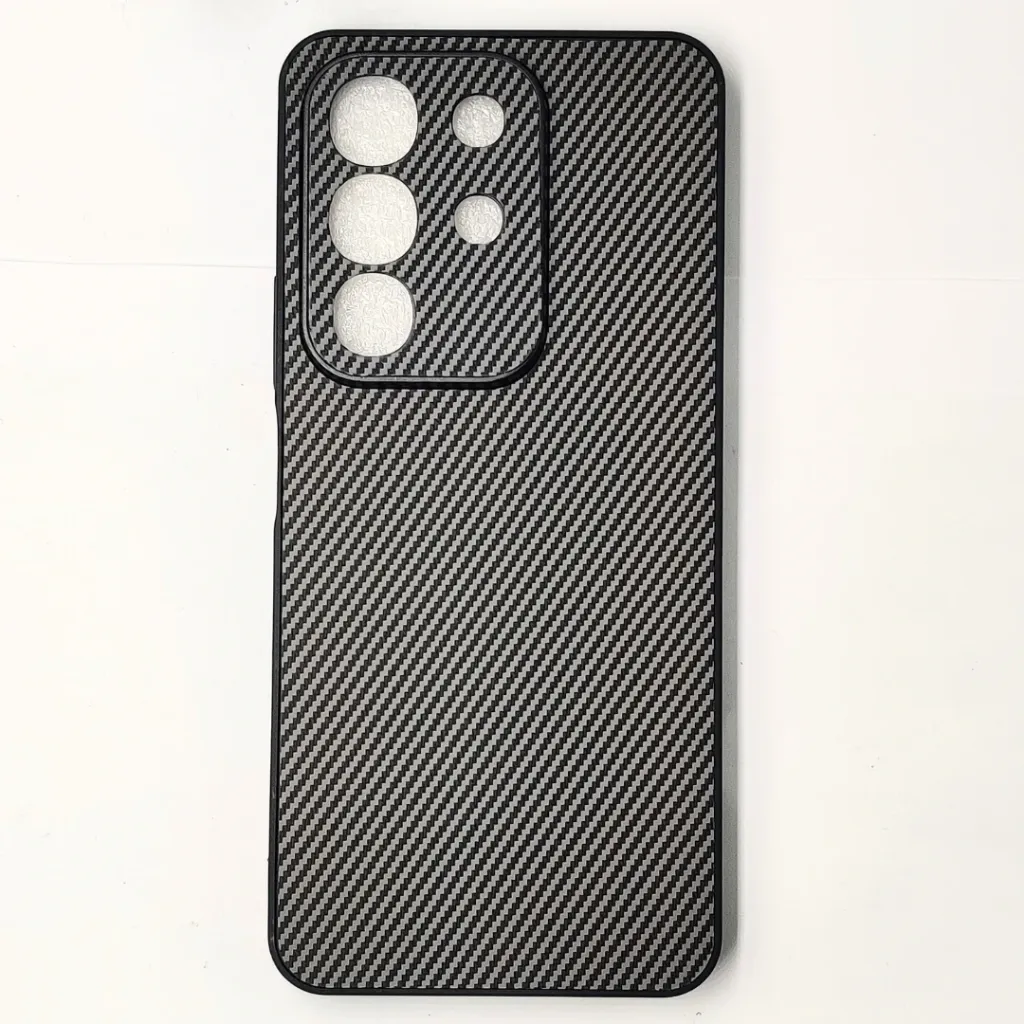 [PO4BVIY29-20-9] Vivo Y29 4G|T4X 5G 3D Carbon Fiber Texture Leather Back Case (Gray)