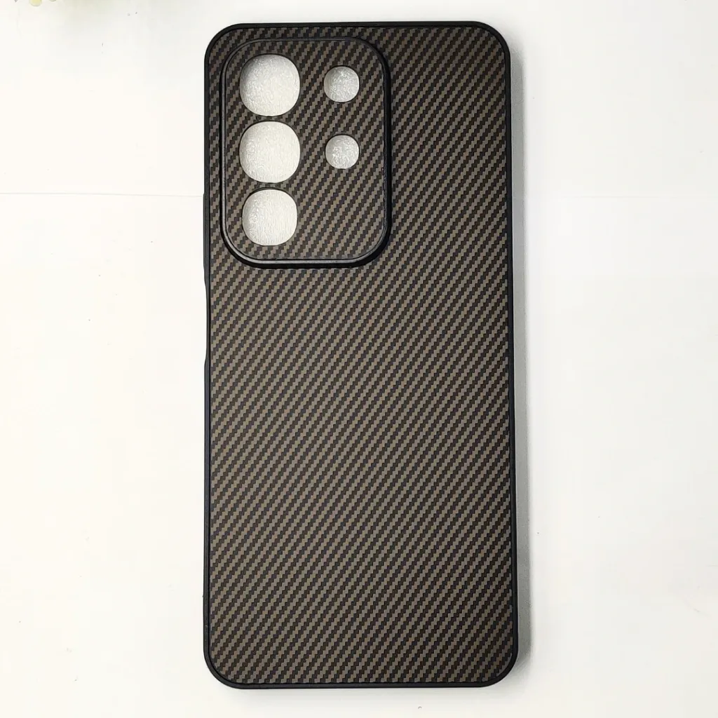 [PO4BVIY29-20-34] Vivo Y29 4G|T4X 5G 3D Carbon Fiber Texture Leather Back Case (Dark Brown)