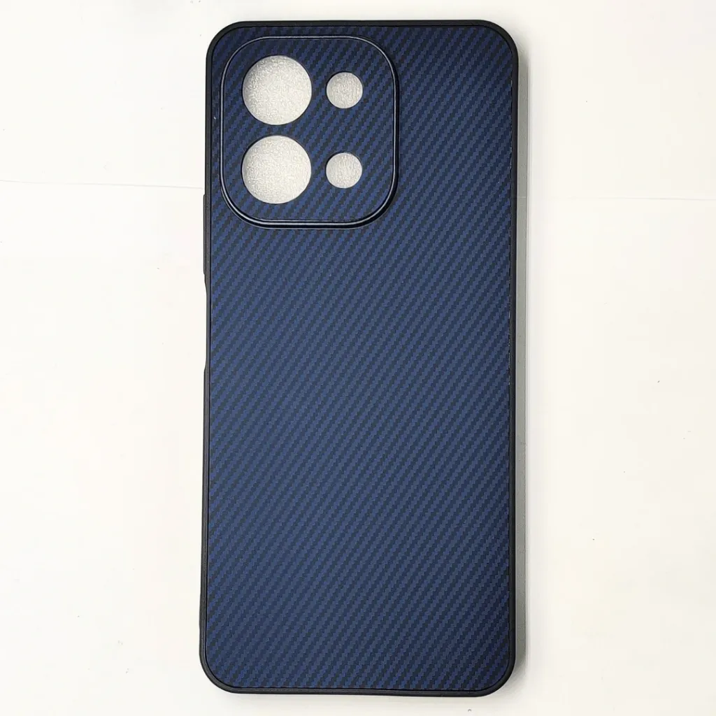 [PO4BVIY28-20-17] Vivo Y28 4G|5G 3D Carbon Fiber Texture Leather Back Case (Navy Blue)