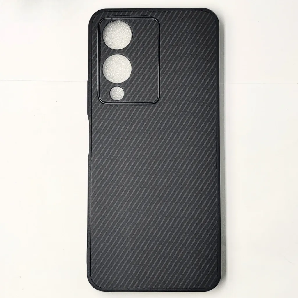 [PO4BVIY17S-20-2] Vivo Y17S 4G 3D Carbon Fiber Texture Leather Back Case (Black)