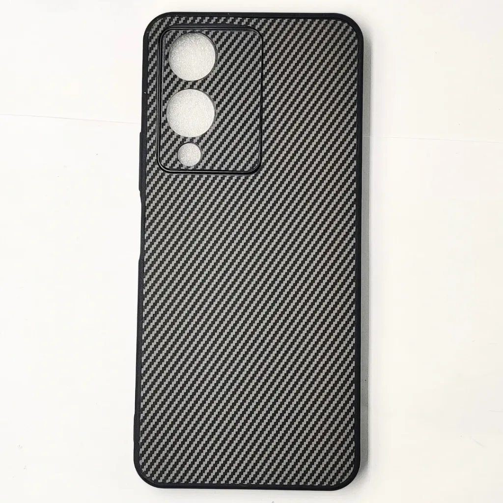 Vivo Y17S 4G 3D Carbon Fiber Texture Leather Back Case (Gray)