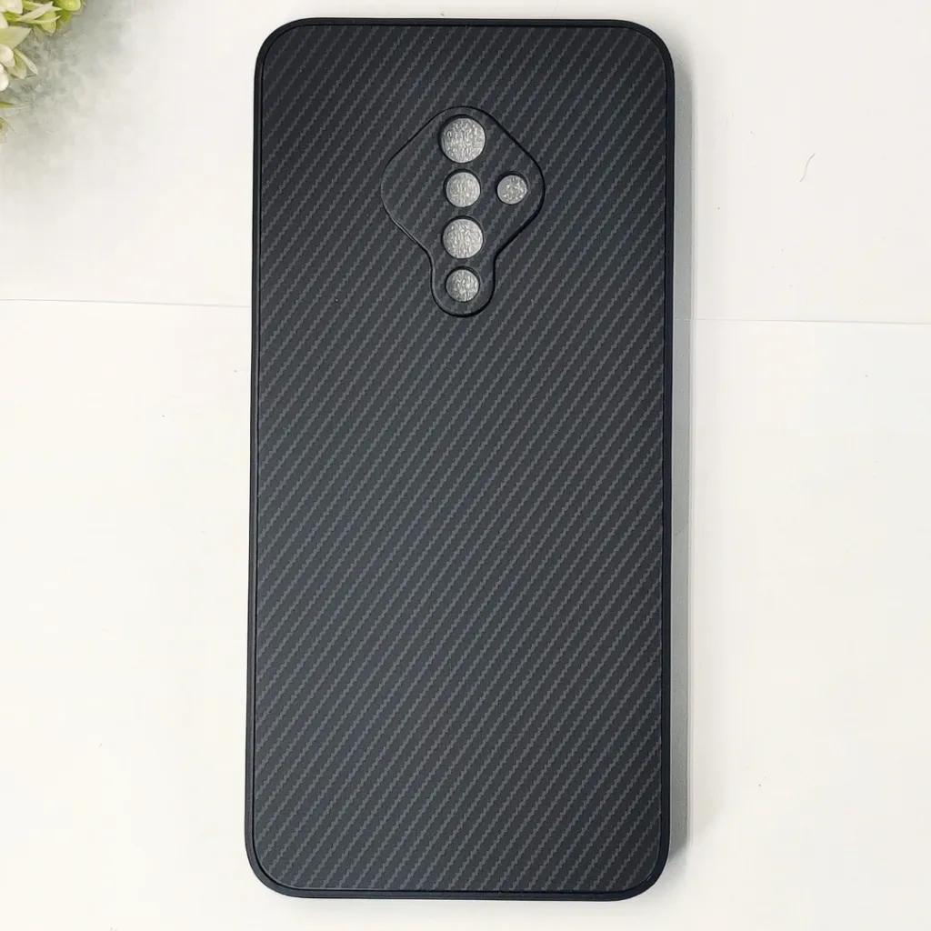 Vivo S1 Pro|Y51 3D Carbon Fiber Texture Leather Back Case (Black)