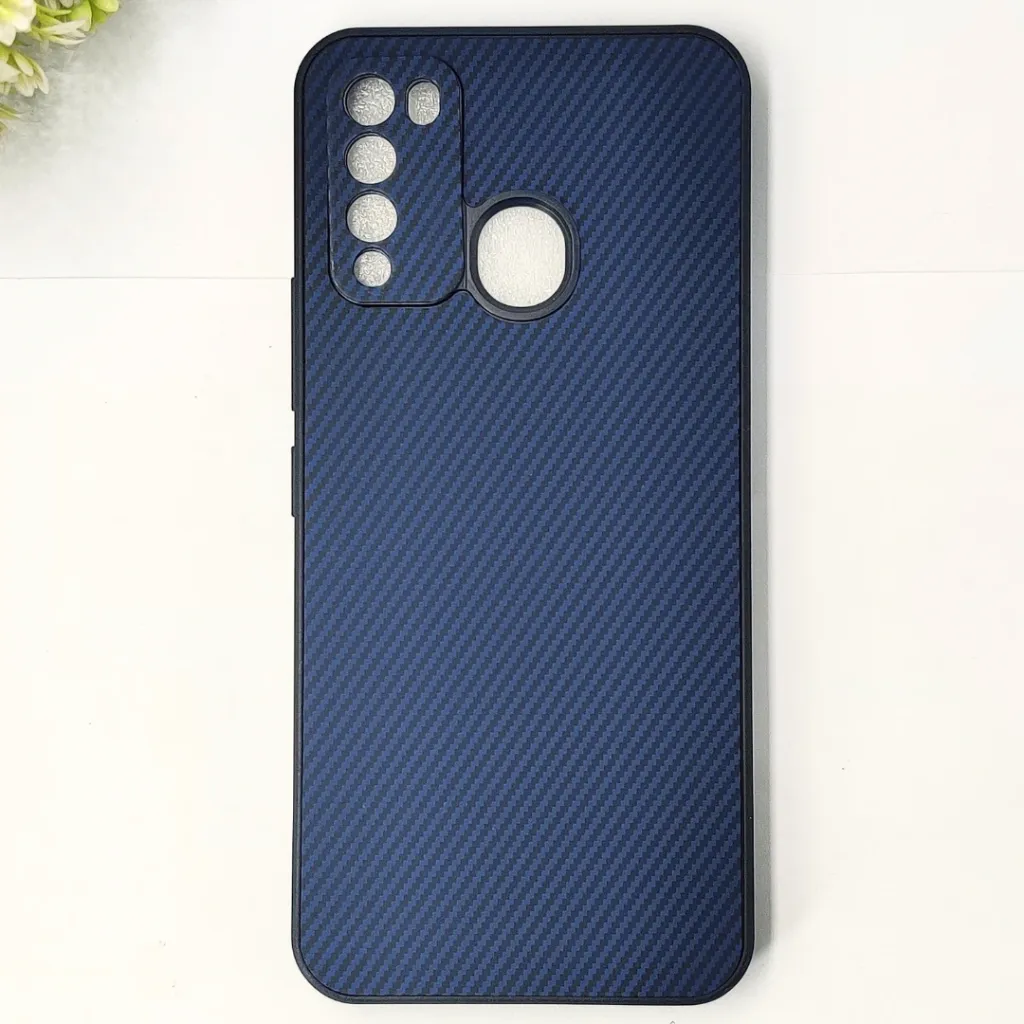 [PO4BITVISION2-20-17] iTel Vision 2 3D Carbon Fiber Texture Leather Back Case (Navy Blue)