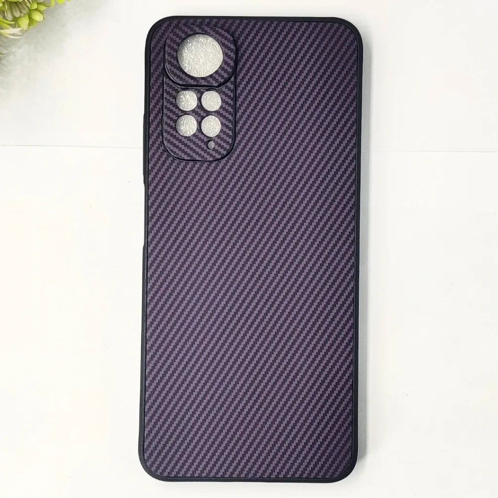 Xiaomi Redmi Note 11 4G|Note 11s 3D Carbon Fiber Texture Leather Back Case (Purple)