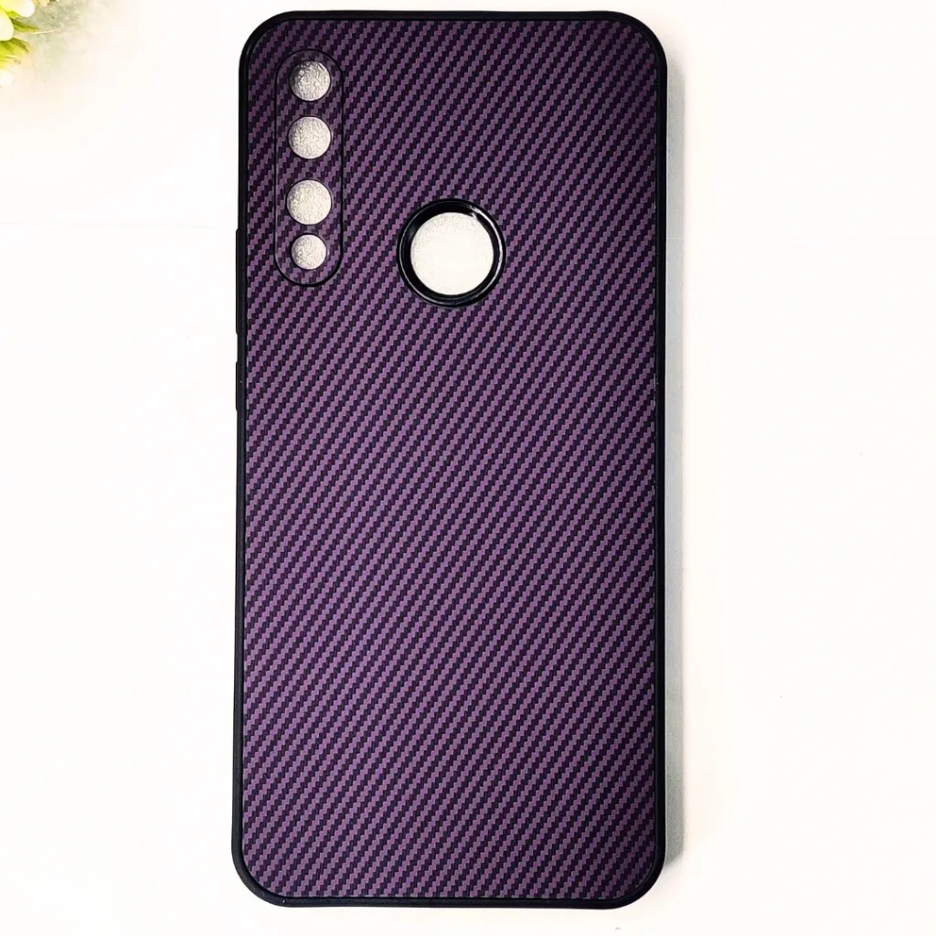 [PO4BHUY9P19-20-12] Huawei Y9 Prime 2019|P Smart Z 3D Carbon Fiber Texture Leather Back Case (Purple)