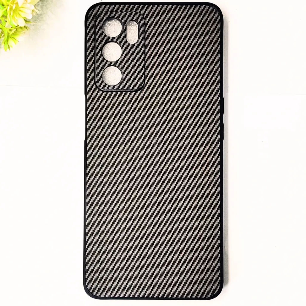 Oppo A16 4G 3D Carbon Fiber Texture Leather Back Case (Gray)
