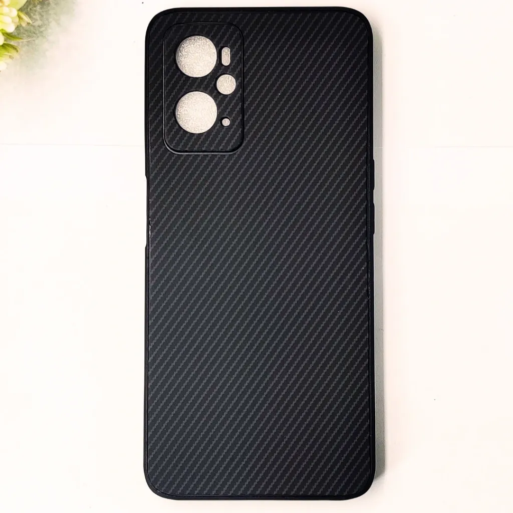 Oppo A76|A96|A36|Realme 9i 3D Carbon Fiber Texture Leather Back Case (Black)