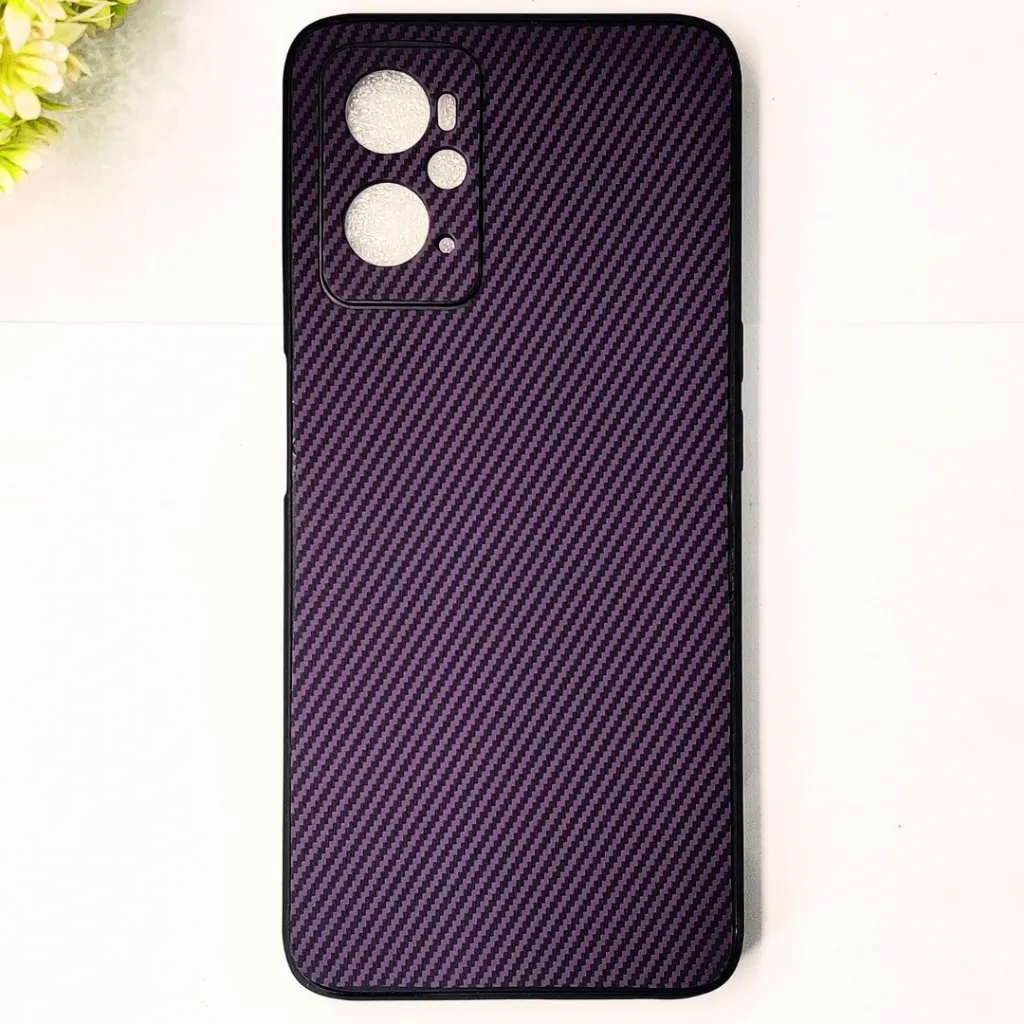 Oppo A76|A96|A36|Realme 9i 3D Carbon Fiber Texture Leather Back Case (Purple)