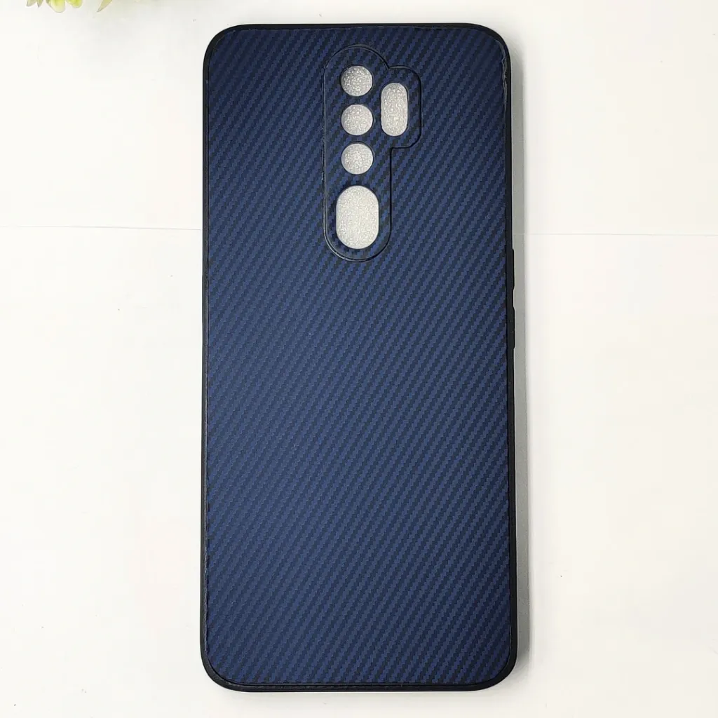 Oppo A5 2020|A9 2020 3D Carbon Fiber Texture Leather Back Case (Navy Blue)