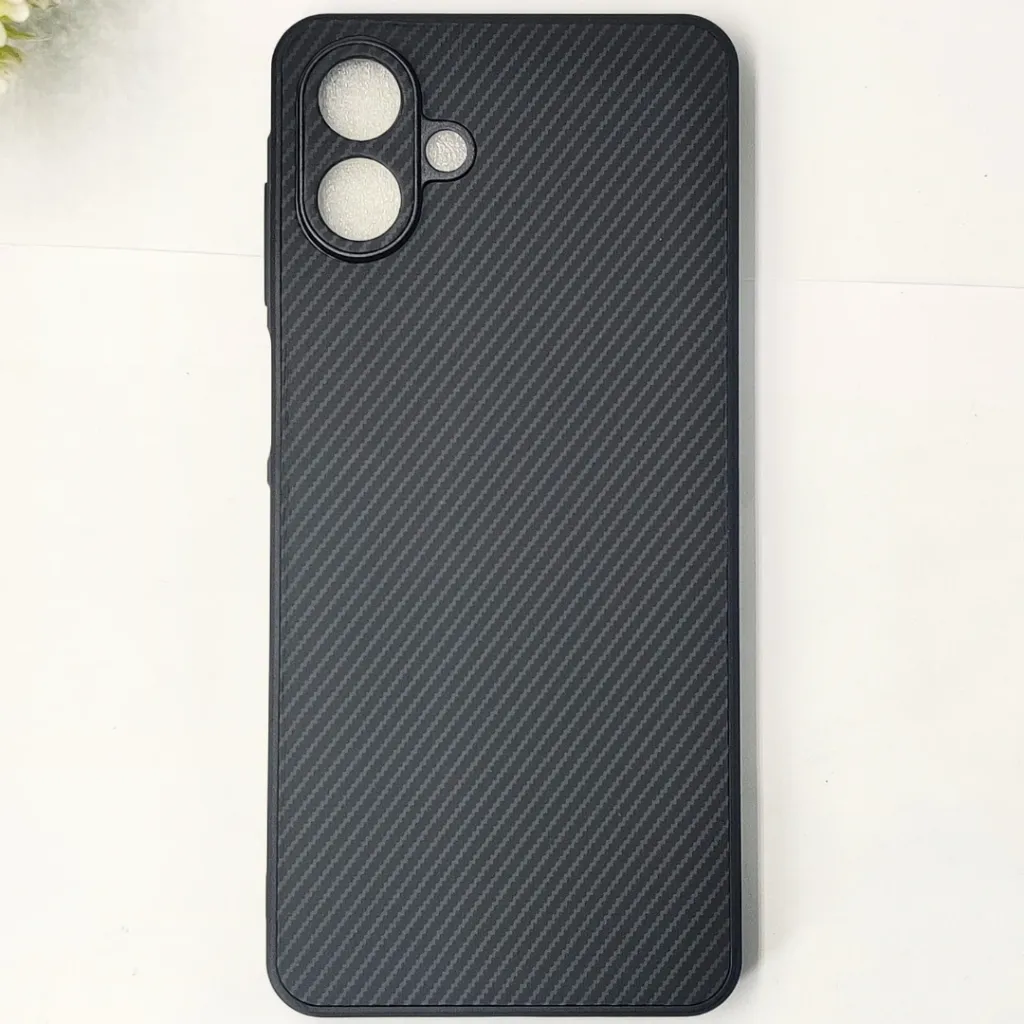 Samsung Galaxy A07 4G 3D Carbon Fiber Texture Leather Back Case (Black)