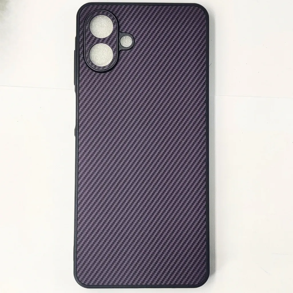 Samsung Galaxy A07 4G 3D Carbon Fiber Texture Leather Back Case (Purple)