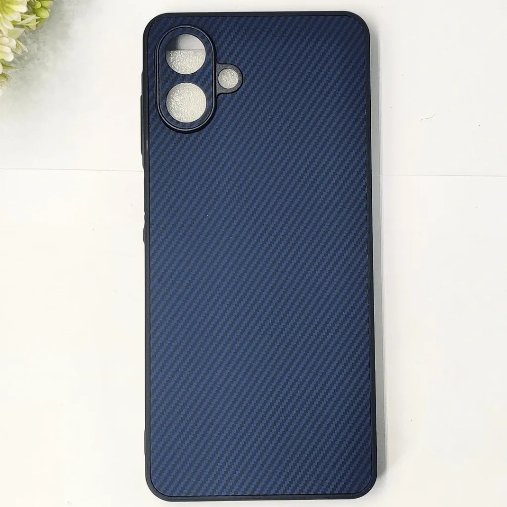 [PO4BSA07-20-17] Samsung Galaxy A07 4G 3D Carbon Fiber Texture Leather Back Case (Navy Blue)