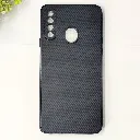 Samsung Galaxy A20s 3D Carbon Fiber Texture Leather Back Case (Black)
